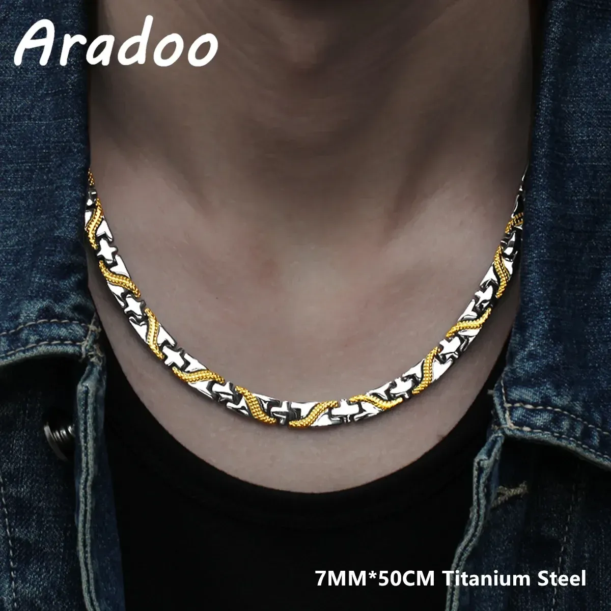 שרשרת דרקון צלב לגברים מפלדת טיטניום ARADOO