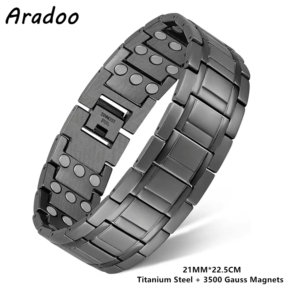 צמיד טיטניום-פלדה מגנטי ARADOO בגימור קלאסי