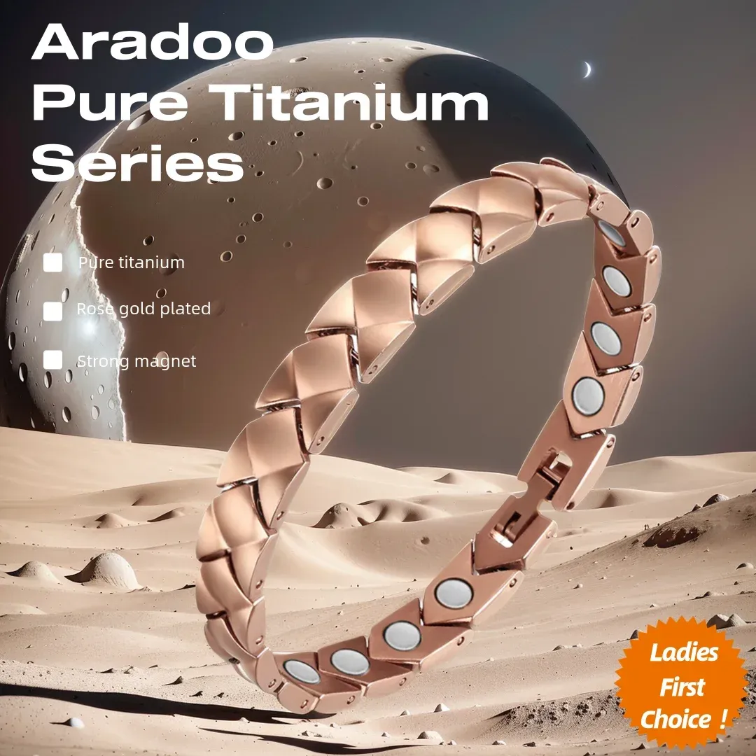 צמיד טיטניום מגנטי דק ARADOO בגימור אלגנטי