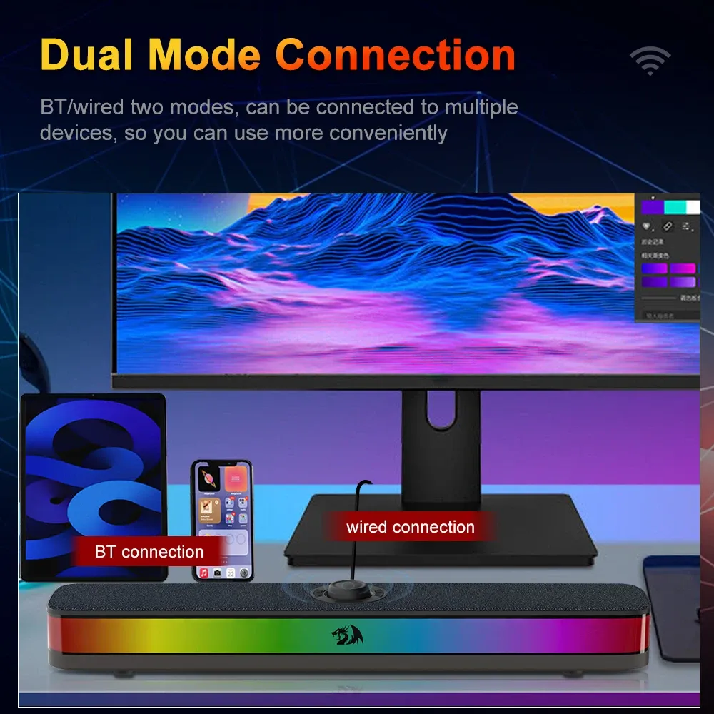 סאונדבר שולחני קומפקטי REDRAGON NEO GS515 עם RGB ובלוטות׳