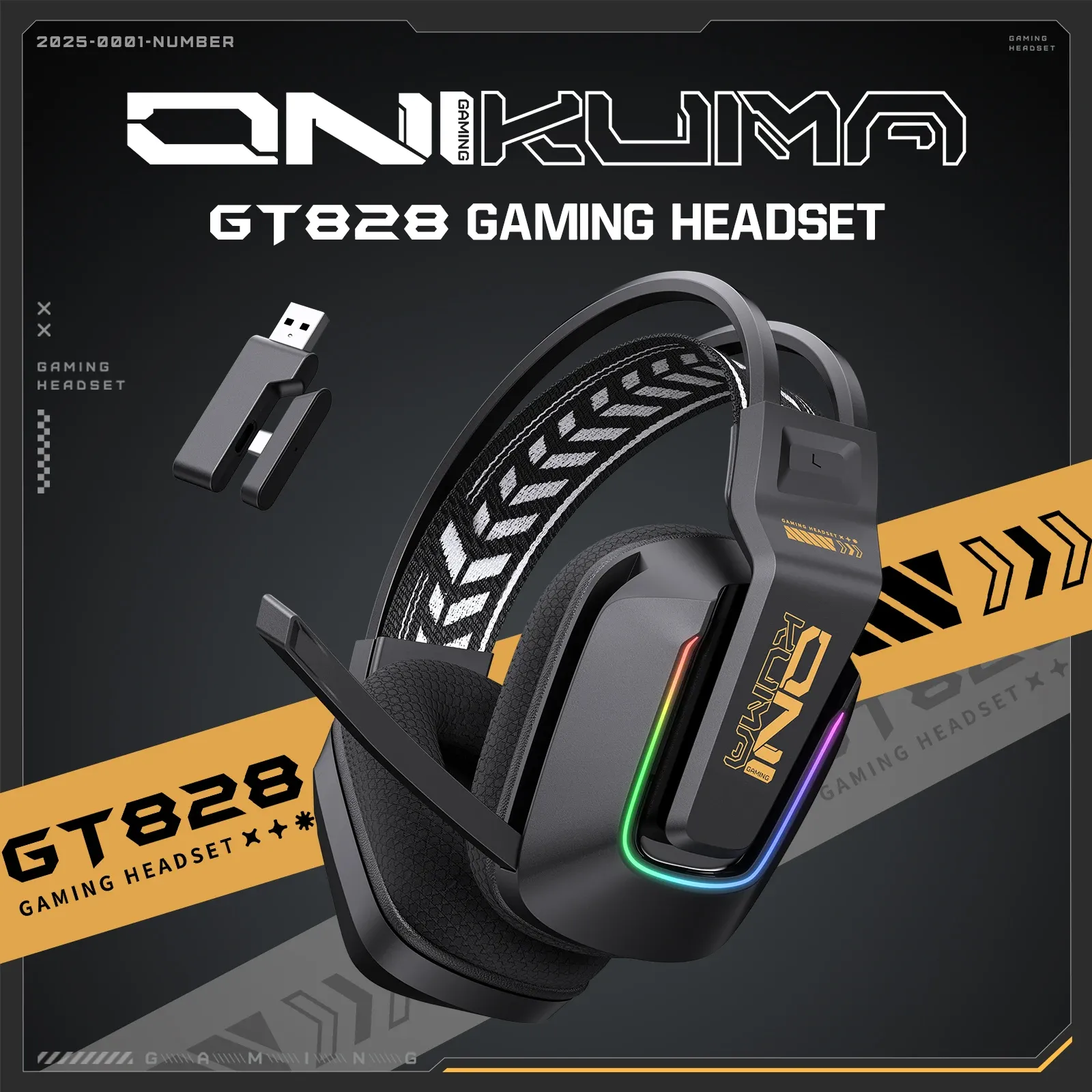 אוזניות גיימינג ONIKUMA GT828 רב־מצביות עם בלוטות׳ 5.3 ומיקרופון
