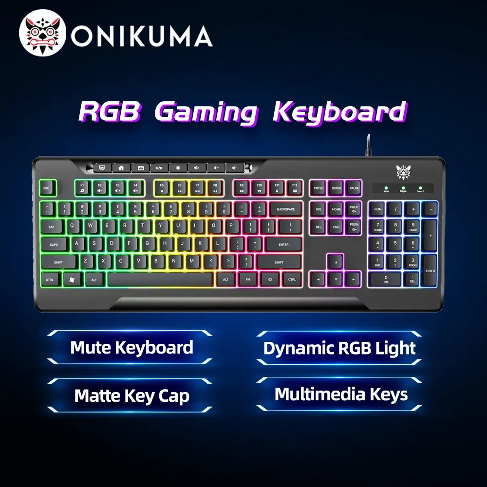 אוזניות גיימינג חוטיות ONIKUMA עם RGB ומיקרופון מובנה