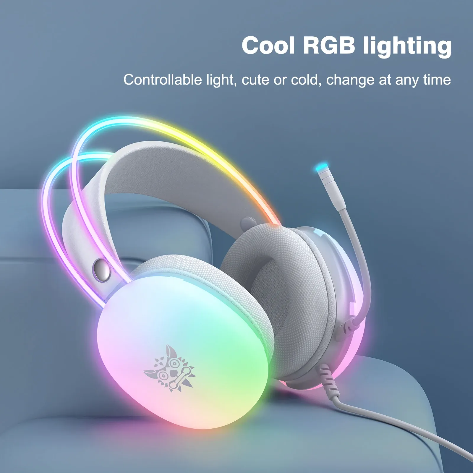 אוזניות גיימינג חוטיות ONIKUMA עם תאורת RGB מלאה ומיקרופון