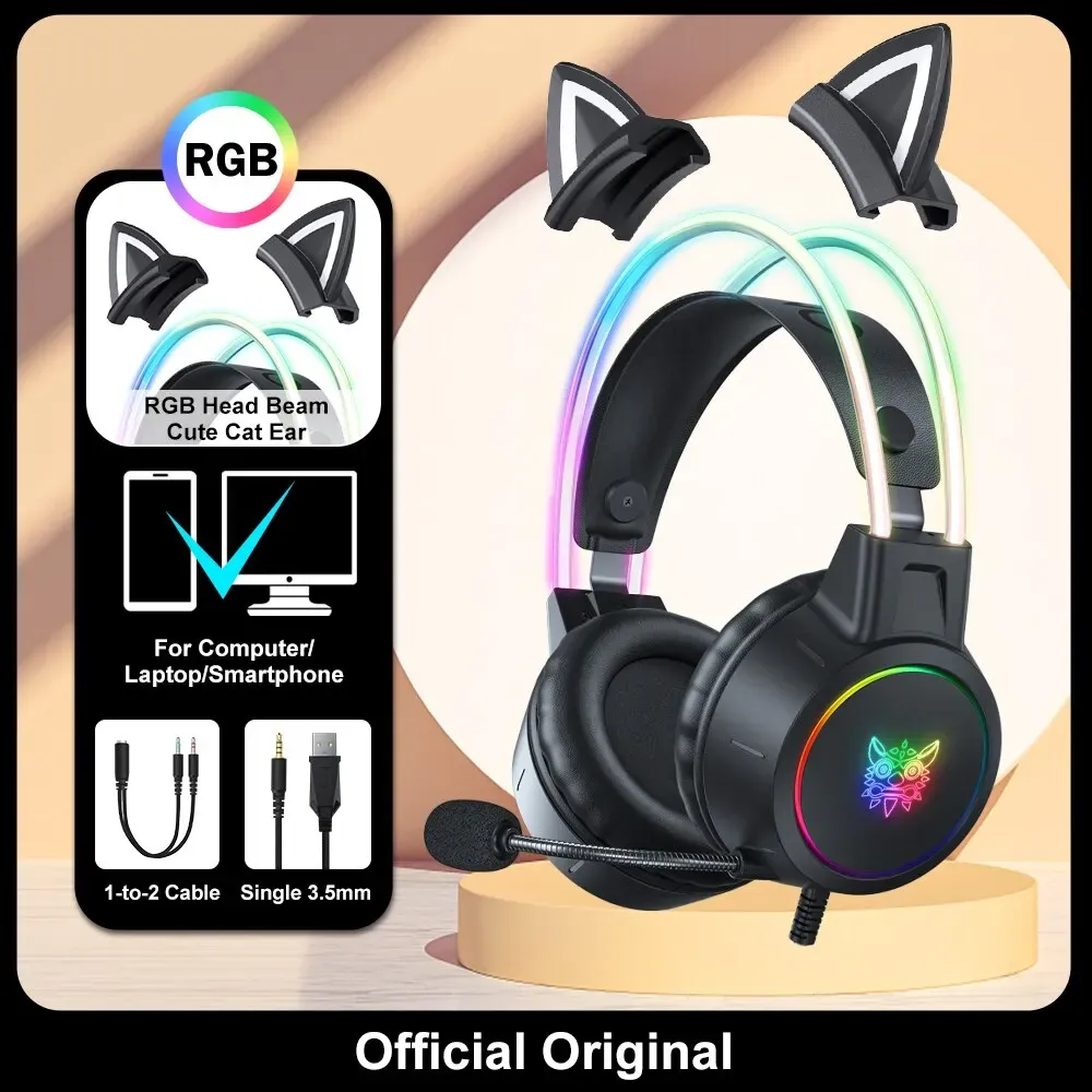 אוזניות גיימינג חוטיות ONIKUMA X15 Pro עם תאורת RGB ומיקרופון