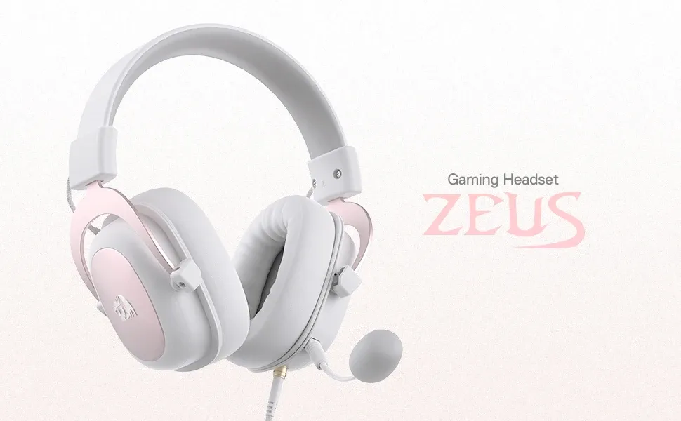 אוזניות גיימינג חוטיות Redragon H510 Zeus White עם סראונד 7.1