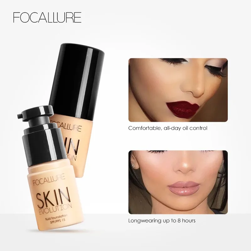 מייקאפ נוזלי FOCALLURE עם כיסוי, לחות והגנה קלה