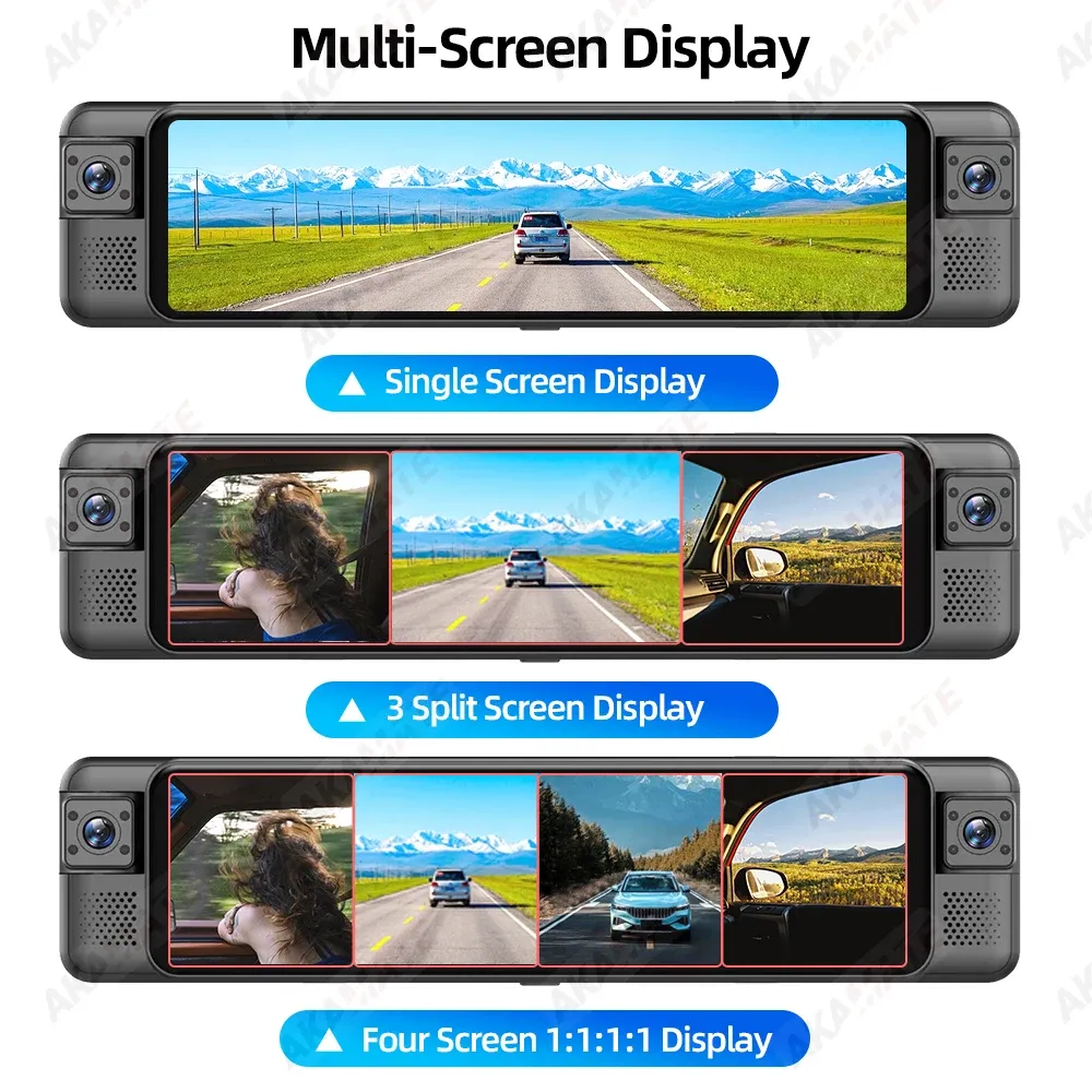 מראת דרך 11.3 אינץ׳ עם ארבע מצלמות 1080P ומצב חניה