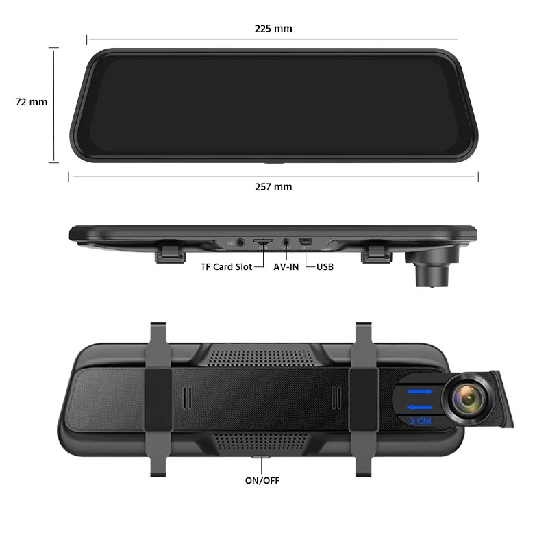 מראת דרך חכמה E-ACE 2K עם GPS ו-Wi‑Fi