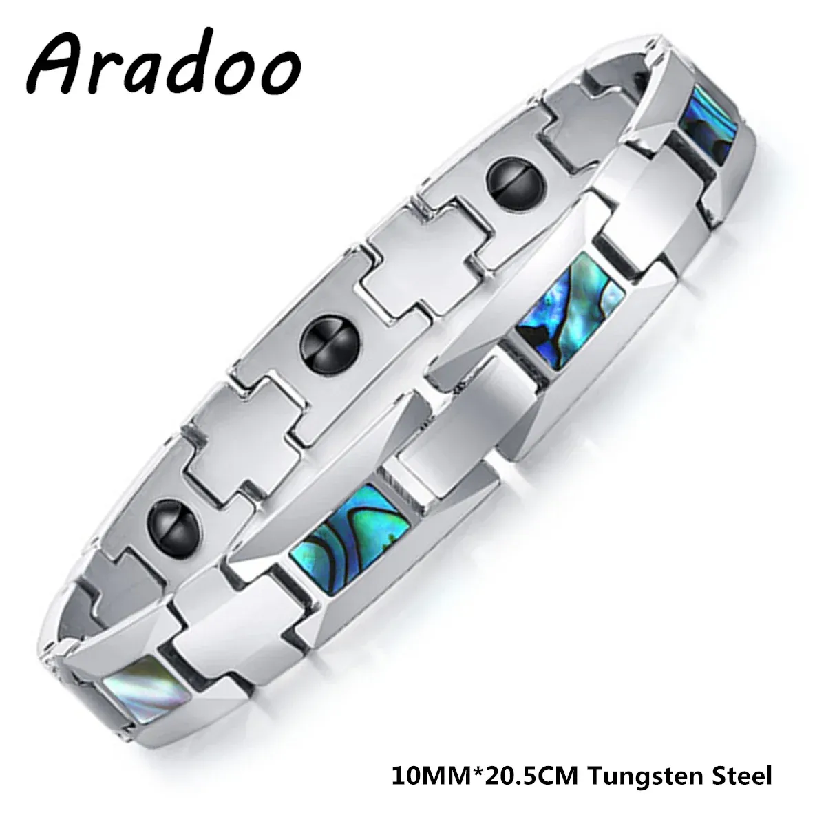 צמיד טונגסטן עם אבאלון והמטיט לגברים ARADOO