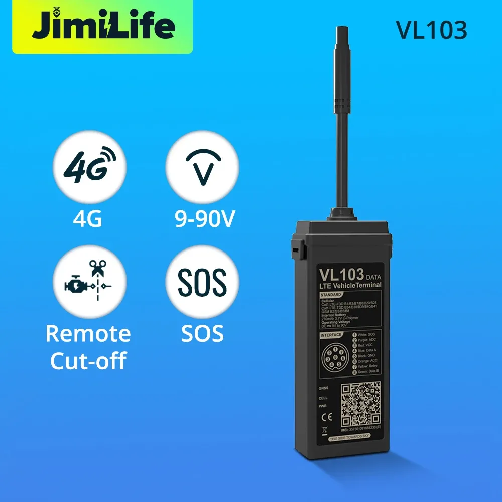 עוקב רכב 4G חכם Jimi VL103D/M עם כיבוי מרחוק