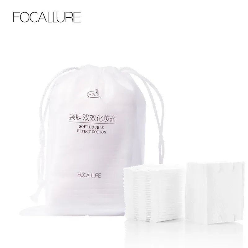 פדים רב־פעמיים רכים להסרת איפור Focallure, 40 יחידות
