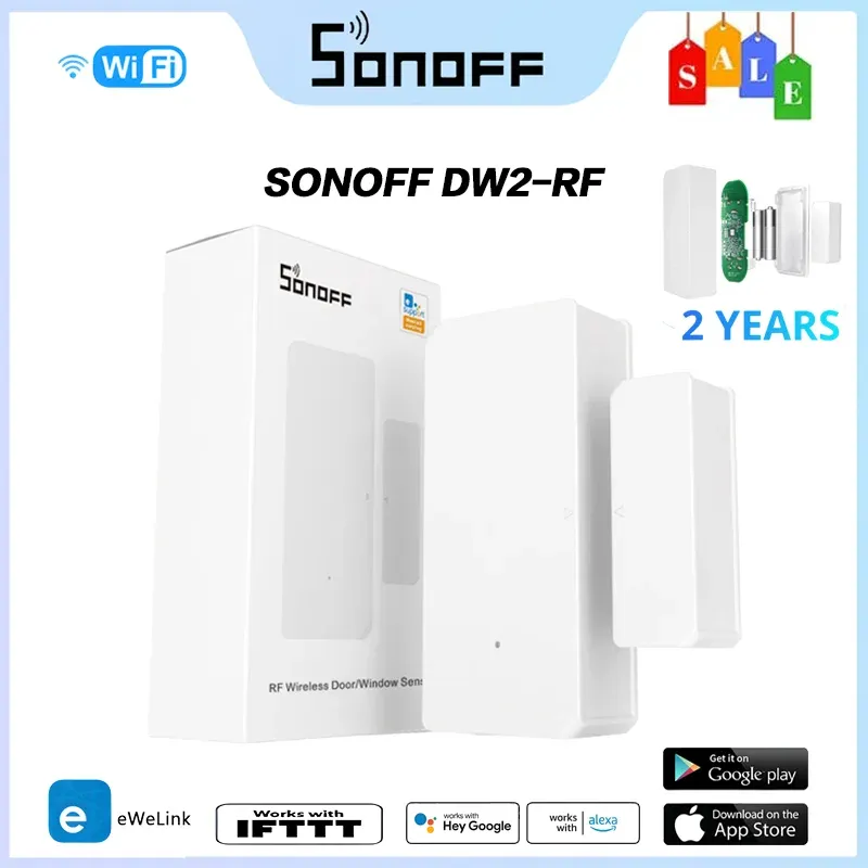 חיישן דלת וחלון אלחוטי SONOFF DW2 בתדר 433MHz להתראות לבית חכם