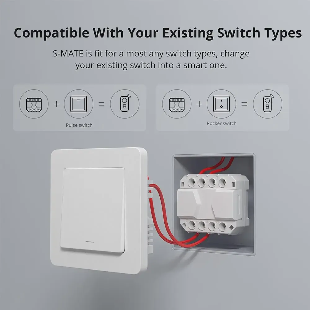 מודול שליטה חכם SONOFF S-MATE 16A למתג קיים ללא חוט אפס
