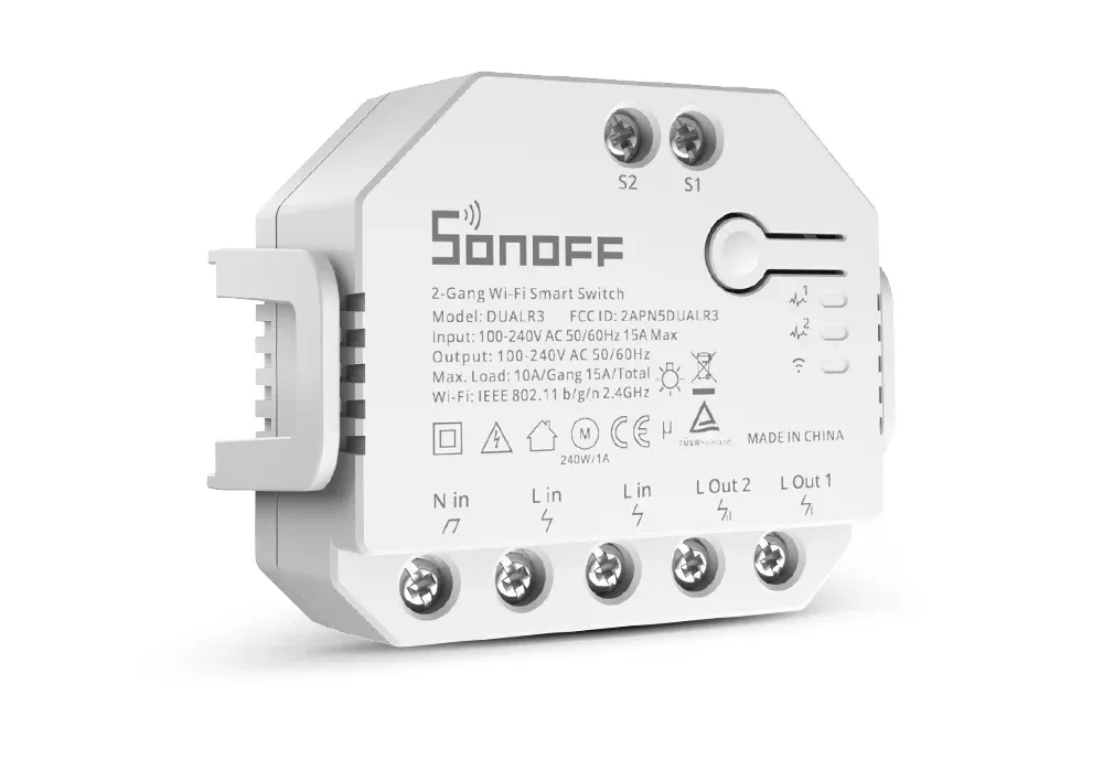 מודול ממסר חכם דו־ערוצי Sonoff DUALR3 לניהול תריסים וחשמל
