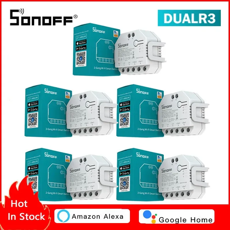 מודול ממסר חכם דו־ערוצי SONOFF DUAL R3 לניהול עומסים, תאורה ותריסים