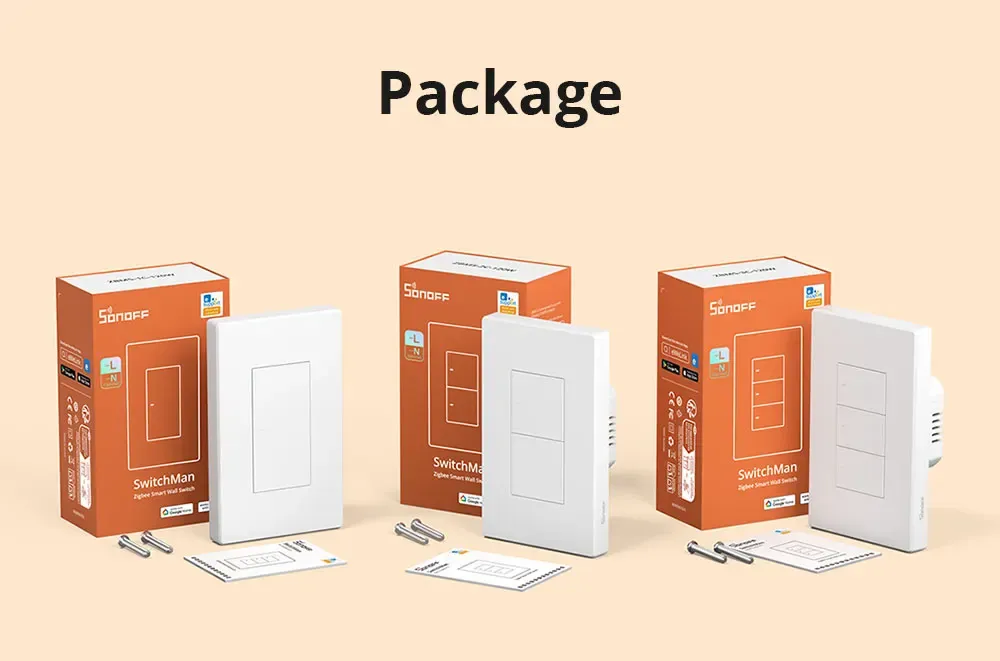מתג קיר חכם Zigbee SONOFF ZBM5 עם תמיכה בחיווט אפס