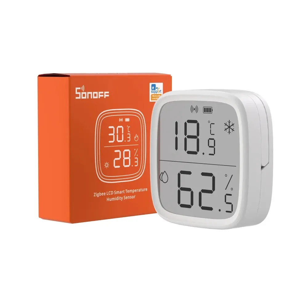 חיישן טמפרטורה ולחות Zigbee עם תצוגת LCD מבית Sonoff