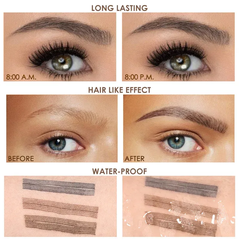 עיפרון גבות נוזלי 4-שיניים Focallure לשרטוט גבות טבעי ועמיד
