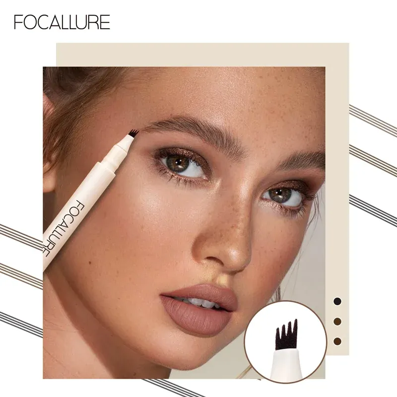 עט גבות נוזלי 4 שיניים של Focallure לגימור טבעי ועמיד במים