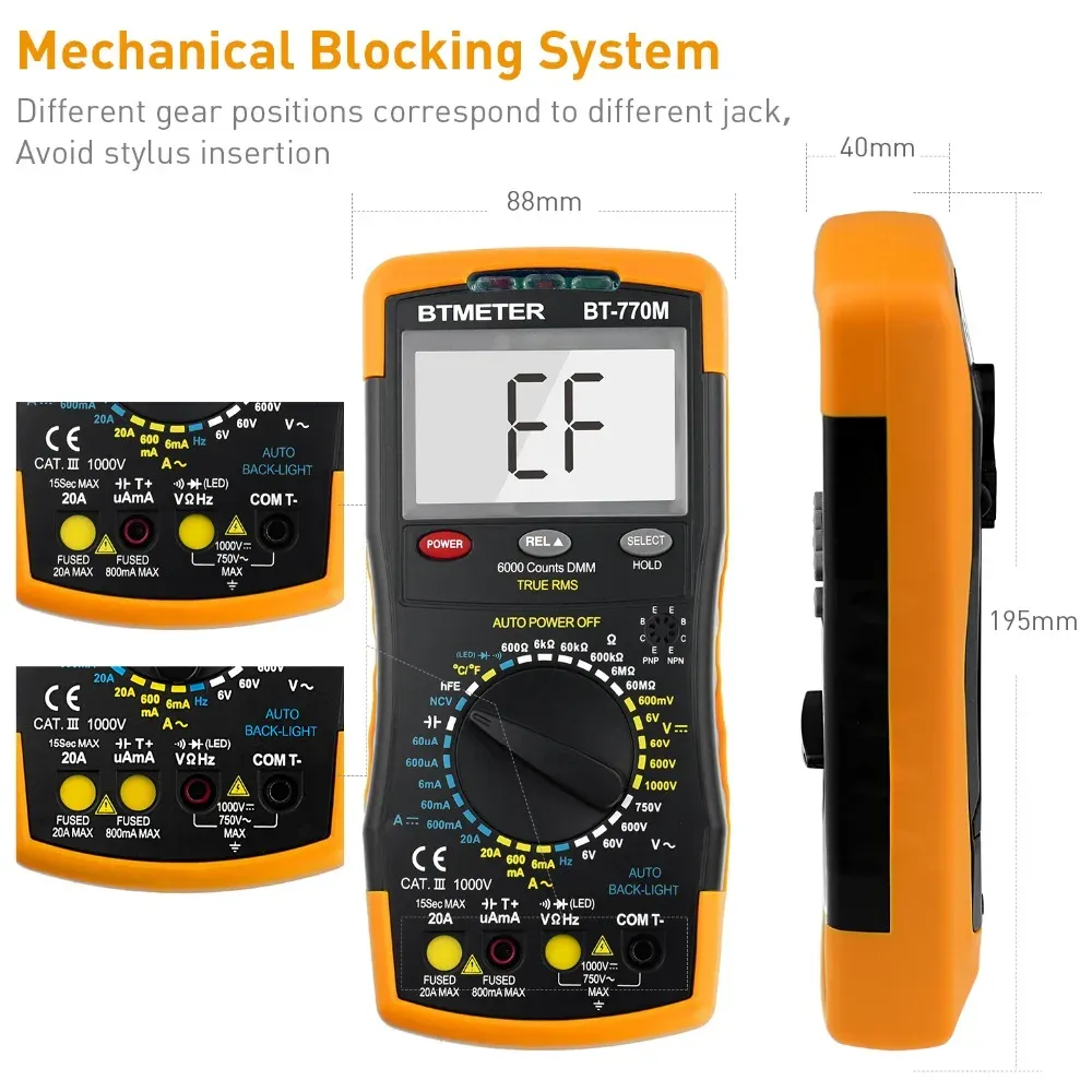 מולטימטר דיגיטלי BTMETER BT-770M עם 6000 ספירות