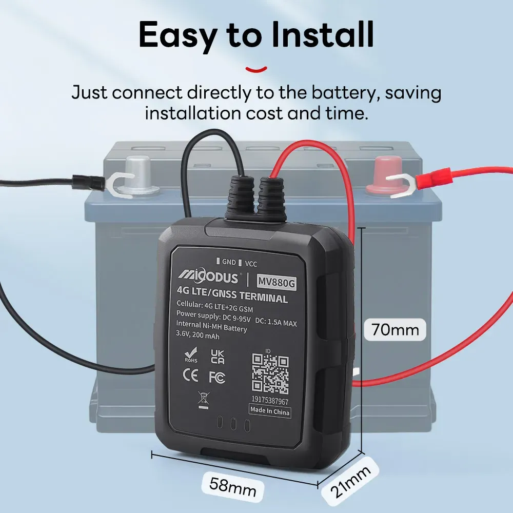 עוקב GPS 4G אטום למים MiCODUS MV880G לרכב ולאופנוע