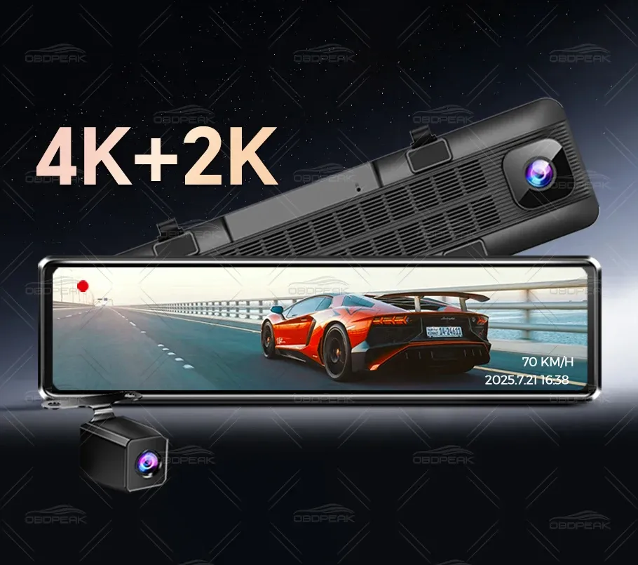 מראת רכב חכמה H8 עם מצלמה כפולה 4K ו‑GPS